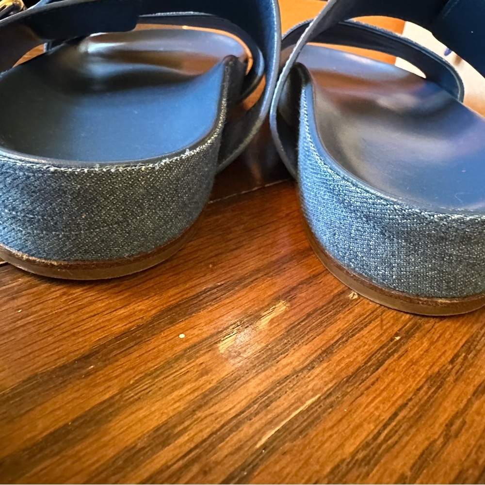 Louis Vuitton Navy and Denim Slide Sandals. Authentic. Original Dust Bags, Box. - Picture 4 of 8